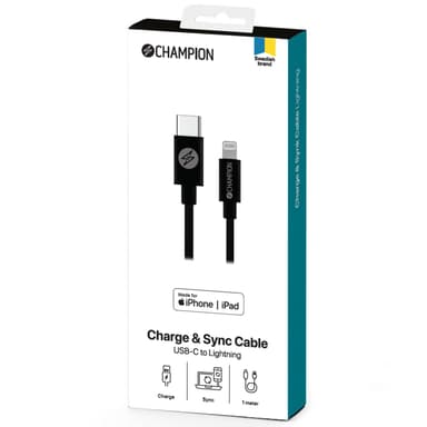 USB-C till Lightning Kabel 1m Svart