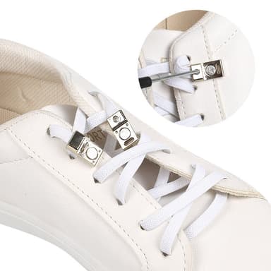 Elastic No Tie Skosnören för Sneakers, Magnetic Shoes Strings Vit