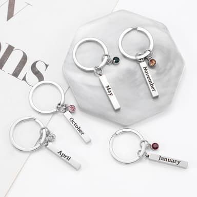 Birthstone Nyckelring - Rostfritt Stål Birthstone Nyckelring september
