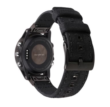 Högkvalitativt vävt canvasband för Garmin-klocka Svart M