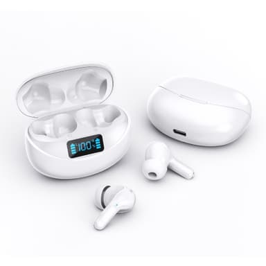 Trådlösa hörlurar - Bluetooth 5.3 sporthörlurar Vit