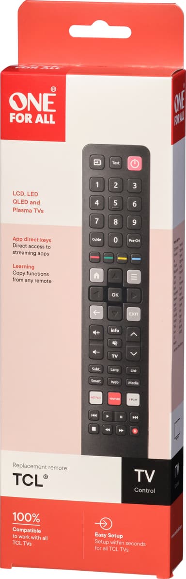 OFA URC 4922  ersättningsfjärrkontroll (TCL TV)