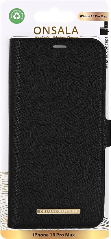 Onsala iPhone 16 Pro Max MagSeries plånboksfodral (svart)
