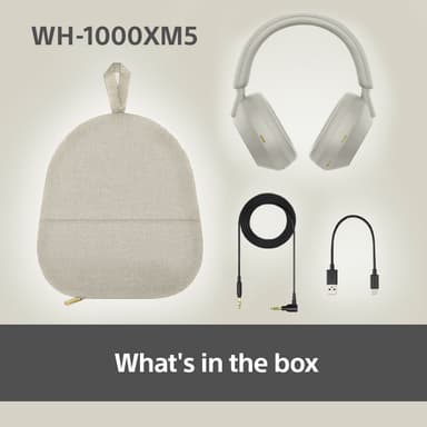 Sony WH-1000XM5 trådlösa around-ear hörlurar (vita)