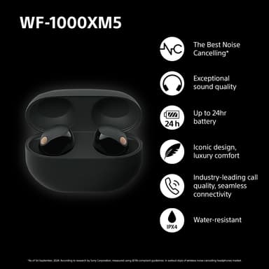 Sony WF-1000XM5 True Wireless in ear-hörlurar (svarta)