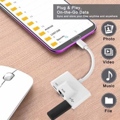 USB-C adapter till USB + 100M RJ45 Ethernet