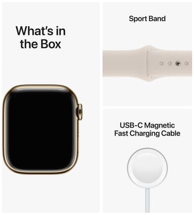 Apple Watch Series 8 41mm Cellular (gold stainless steel / starlight sport band)