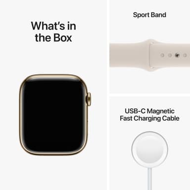 Apple Watch Series 8 45mm Cellular (gold stainless steel / starlight sport band)