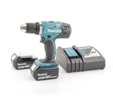 Makita DDF453RFE 2X18V 3,0ah batteridriven borr, inkl. batteri och transportväska