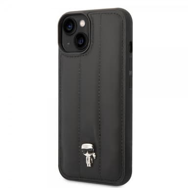 Karl Lagerfeld iPhone 14 Skal Quilted Nylon Puffy Case Ikonik Pin Svart