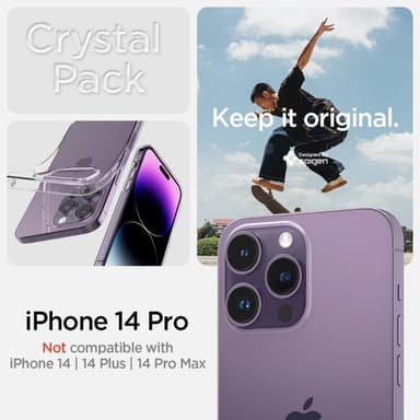 Spigen iPhone 14 Pro Skal med Skärmskydd Crystal Pack Crystal Clear