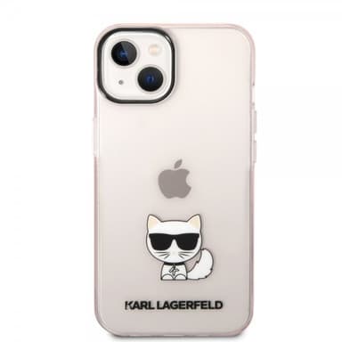 Karl Lagerfeld iPhone 14 Skal Printed Choupette Transparent Rosa