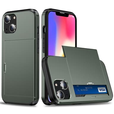 SKALO iPhone 14 Armor Skal Korthållare - Grön