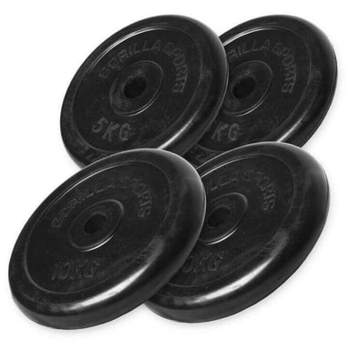 Gorilla Sports Viktskivor GUMMI Gjutjärn - 2x10kg 2x5kg - Elgiganten