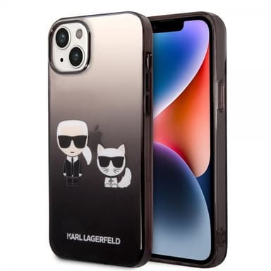 Karl Lagerfeld iPhone 14 Plus Skal Karl & Choupette Gradient Svart