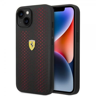 Ferrari iPhone 14 Plus Skal Logo Perforerad Röd