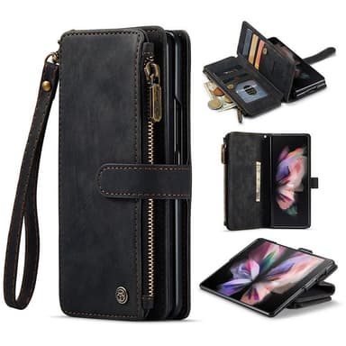 Samsung Galaxy Z Fold 4 CASEME Retro läder plånboksfodral Svart