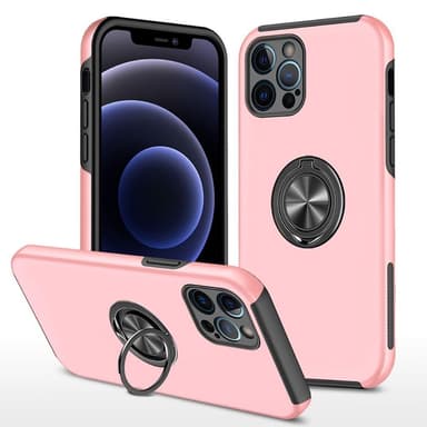 iPhone 14 Pro Hybrid skal med Finger Ring - Rosa