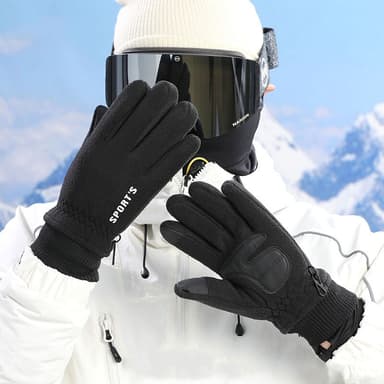 Varma vinterhandskar med touch - skidhandskar, termohandskar Svart M
