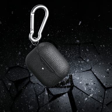 SKALO AirPods 4 Litchi Fodral med Karbinhake - Grön