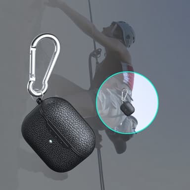 SKALO AirPods 4 Litchi Fodral med Karbinhake - Grön