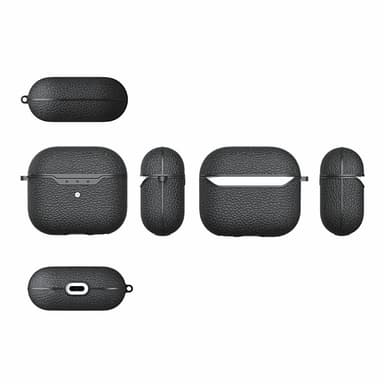 SKALO AirPods 4 Litchi Fodral med Karbinhake - Grön