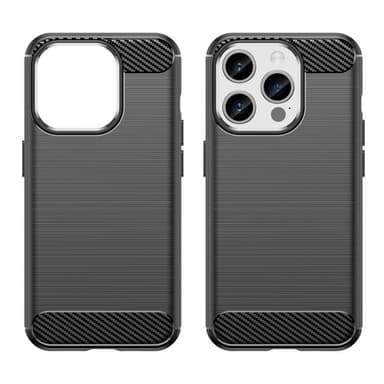 För iPhone 15 Pro Max Karbon fiber texture Skal Baksida - Svart