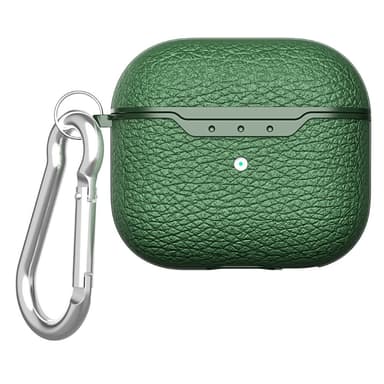 SKALO AirPods 4 Litchi Fodral med Karbinhake - Grön