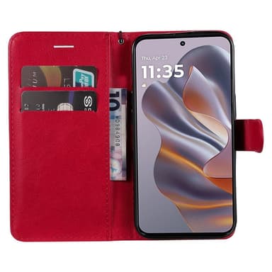 SKALO Motorola Edge 50 Neo 5G PU-Läder Plånboksfodral - Röd