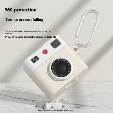 SKALO AirPods 4 Retro Kameradesign Fodral - Brun