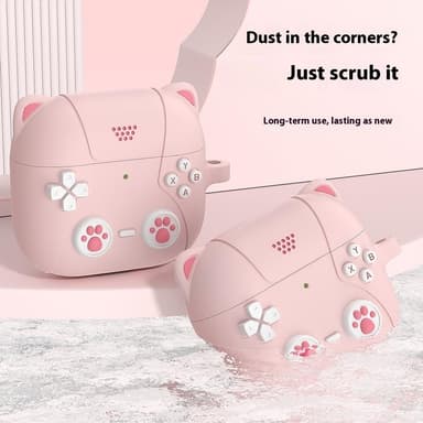 SKALO AirPods 4 Cute Cat Controller Fodral - Rosa