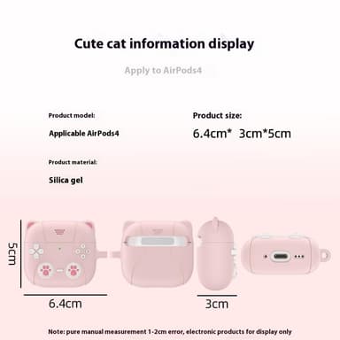 SKALO AirPods 4 Cute Cat Controller Fodral - Rosa