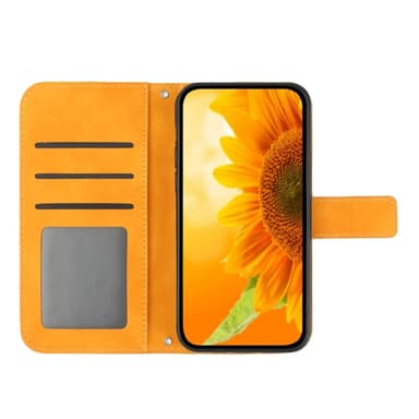 SKALO Motorola Edge 50 Neo 5G Embossed Flower Plånboksfodral i PU-Läder - Gul