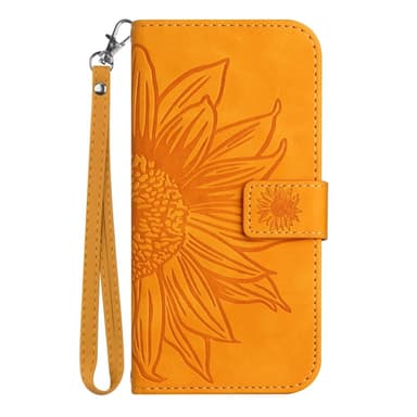 SKALO Motorola Edge 50 Neo 5G Embossed Flower Plånboksfodral i PU-Läder - Gul