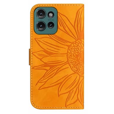 SKALO Motorola Edge 50 Neo 5G Embossed Flower Plånboksfodral i PU-Läder - Gul