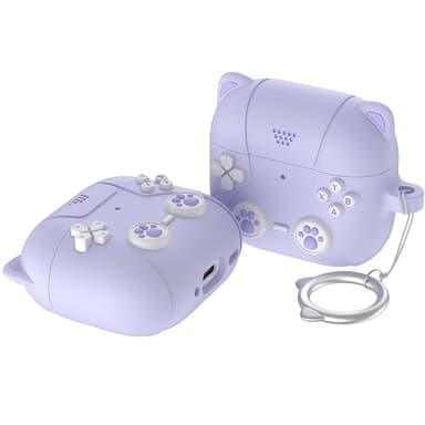 SKALO AirPods 4 Cute Cat Controller Fodral - Lila