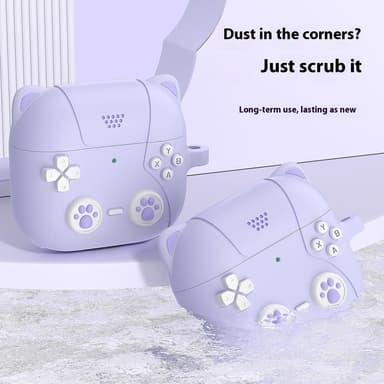 SKALO AirPods 4 Cute Cat Controller Fodral - Lila