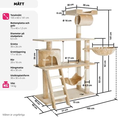 tectake Katt klösträd, klösmöbel Martin - beige