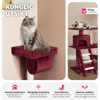 tectake Katt klösträd, klösmöbel Martin - vinröd