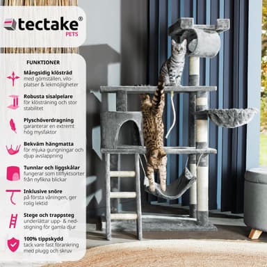 tectake Katt klösträd, klösmöbel Martin - grå
