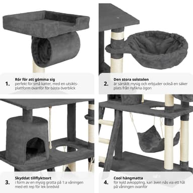 tectake Katt klösträd, klösmöbel Martin - grå