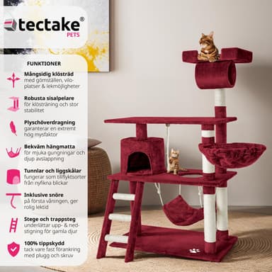 tectake Katt klösträd, klösmöbel Martin - vinröd