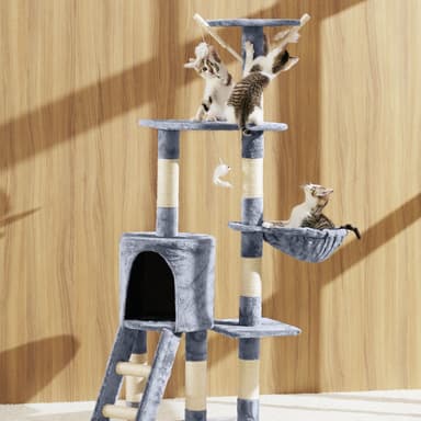 tectake Katt klösträd, klösmöbel Dominik - grå