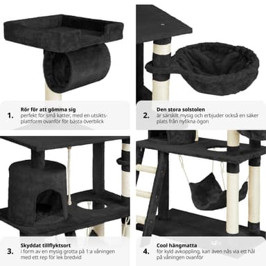 tectake Katt klösträd, klösmöbel Martin - svart