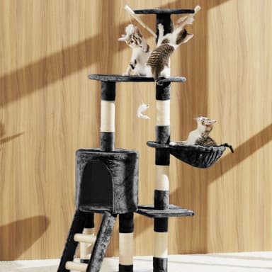tectake Katt klösträd, klösmöbel Dominik - svart