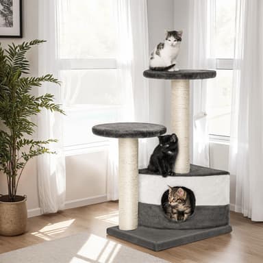 tectake Katt klösträd, klösmöbel Tommy - grå/vit