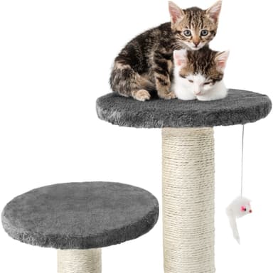 tectake Katt klösträd, klösmöbel Tommy - grå/vit