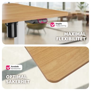 tectake Elektriskt höj- och sänkbart skrivbord Skadi - ek/vit