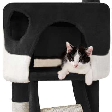 tectake Klösträd katt, klösmöbel Hansi - svart/vit