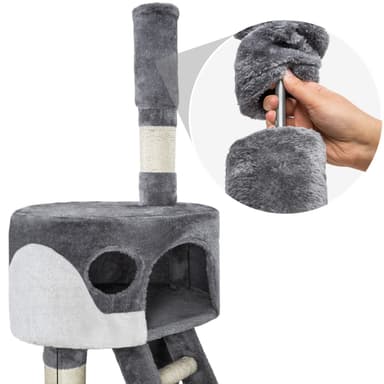 tectake Klösträd katt, klösmöbel Hansi - grå/vit